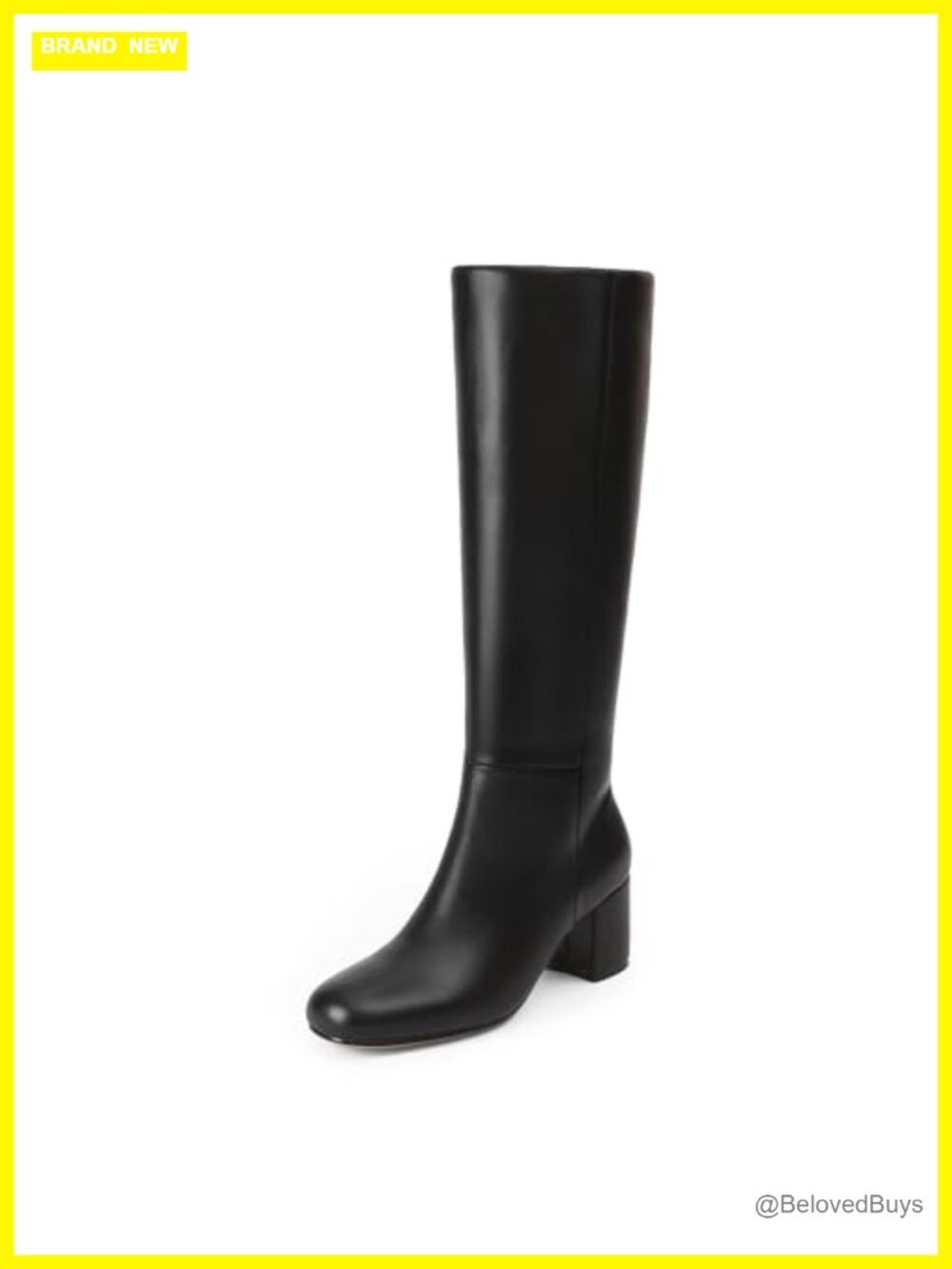 Knee High Faux Leather Boots Chunky Heel 2.5" Side Zip Women's